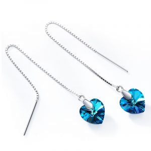 aretes largos cristal azúl